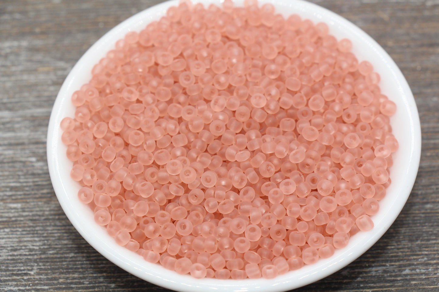 Matte Glass Seed Beads, 4mm 6/0 Glass Round Seed Beads, Matte Peach Trans Seed Beads, Rocailles Beads, Beading Supplies #2334
