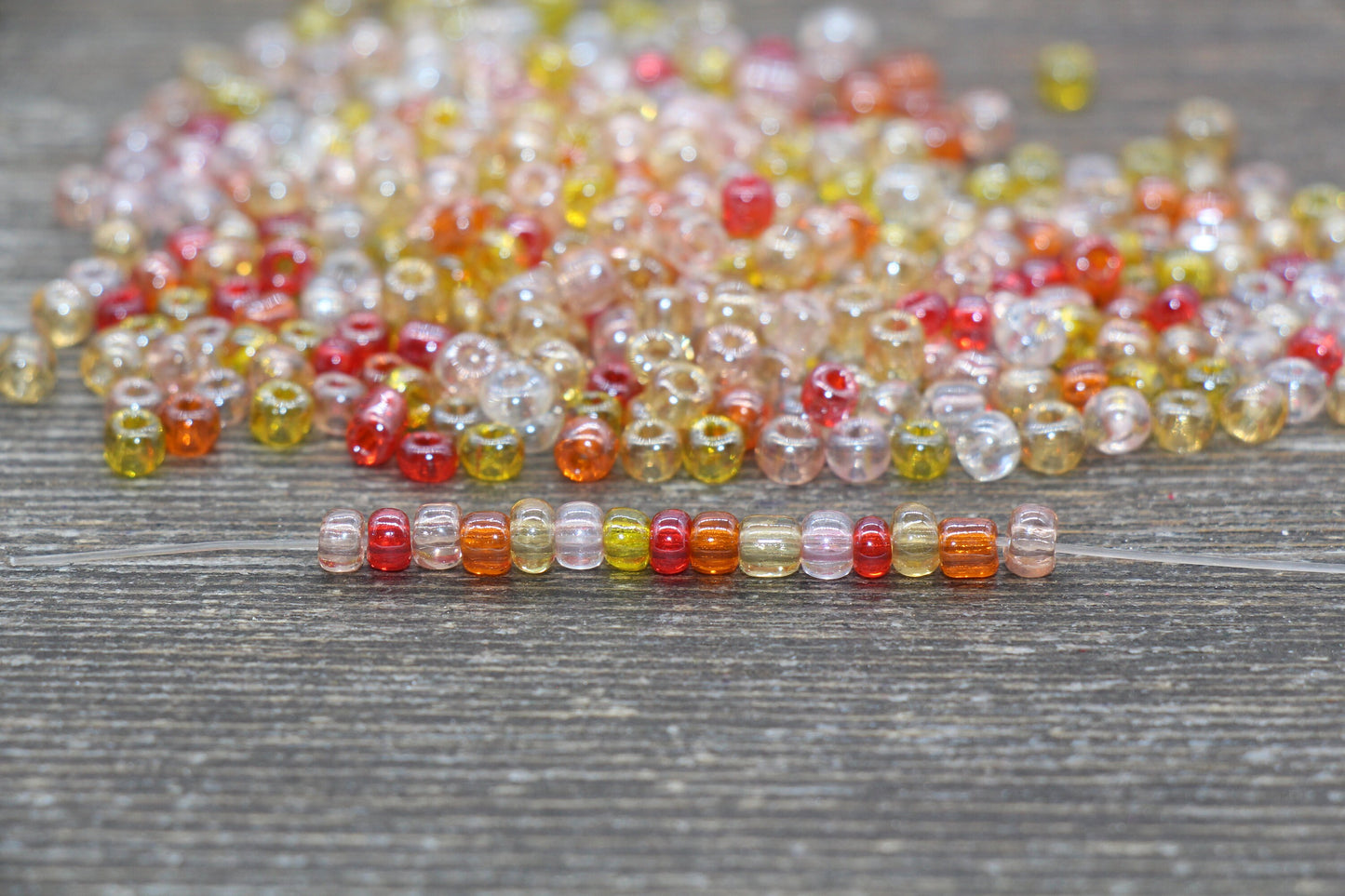 Transparent AB Glass Seed Beads, 4mm 6/0 Glass Beads, Yellow, Pink, and Red Iridescent Seed Beads, Rocailles Beads, Beading Supply #2323