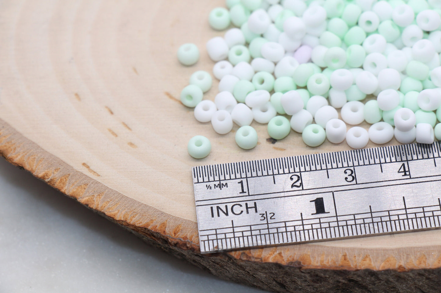 Matte Glass Seed Beads, 4mm 6/0 Glass Round Seed Beads, Mint and White Mix Seed Beads, Frosted Mix Rocailles Beads, Beading Supplies #2666