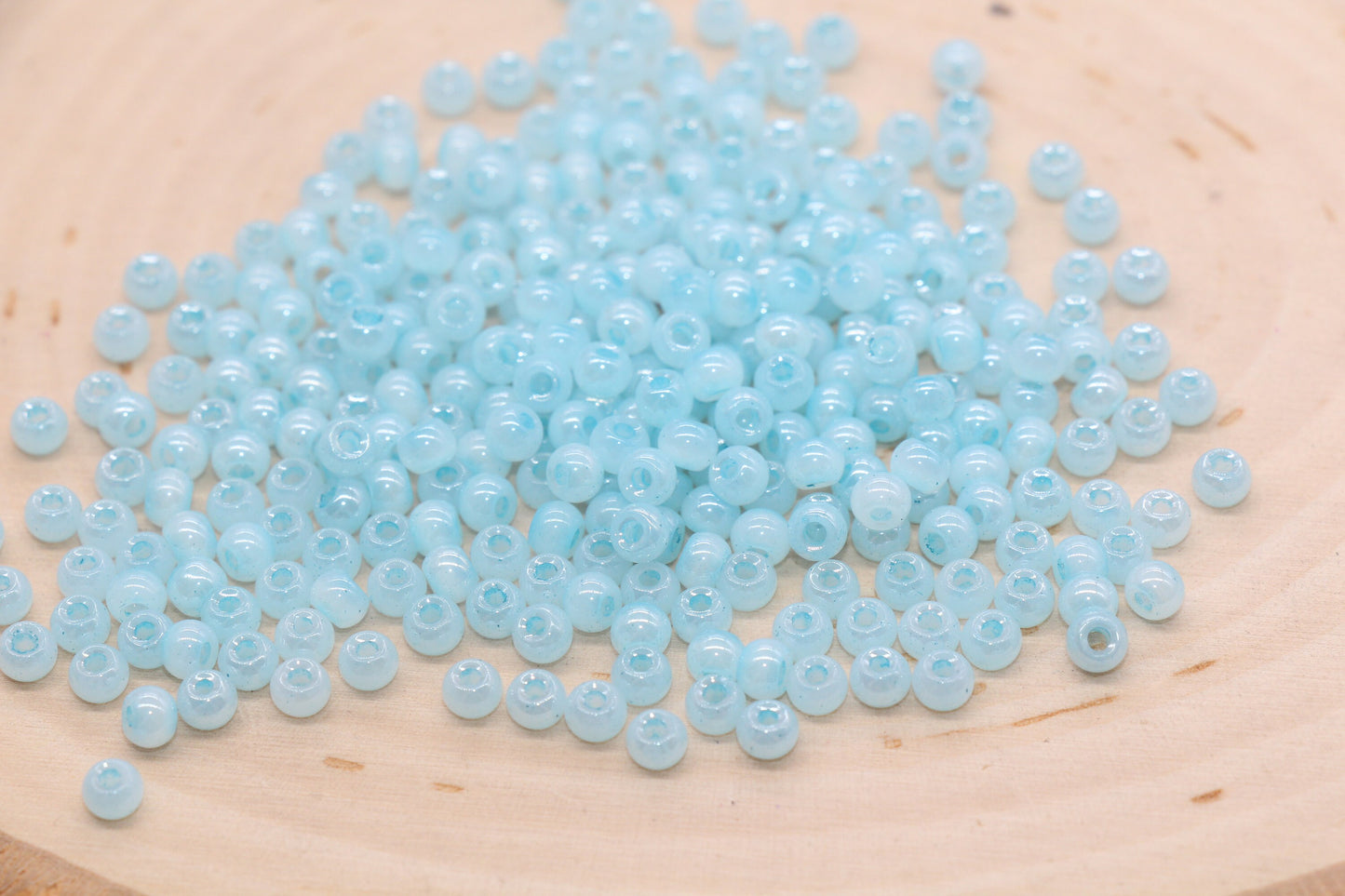 Round Creamy Glass Seed Beads, 4mm 6/0 Glass Round Seed Beads, Creamy Baby Blue Seed Beads, Glossy Rocailles Beads, Beading Supplies #2741