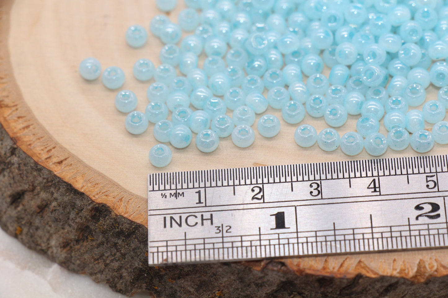 Round Creamy Glass Seed Beads, 4mm 6/0 Glass Round Seed Beads, Creamy Baby Blue Seed Beads, Glossy Rocailles Beads, Beading Supplies #2741