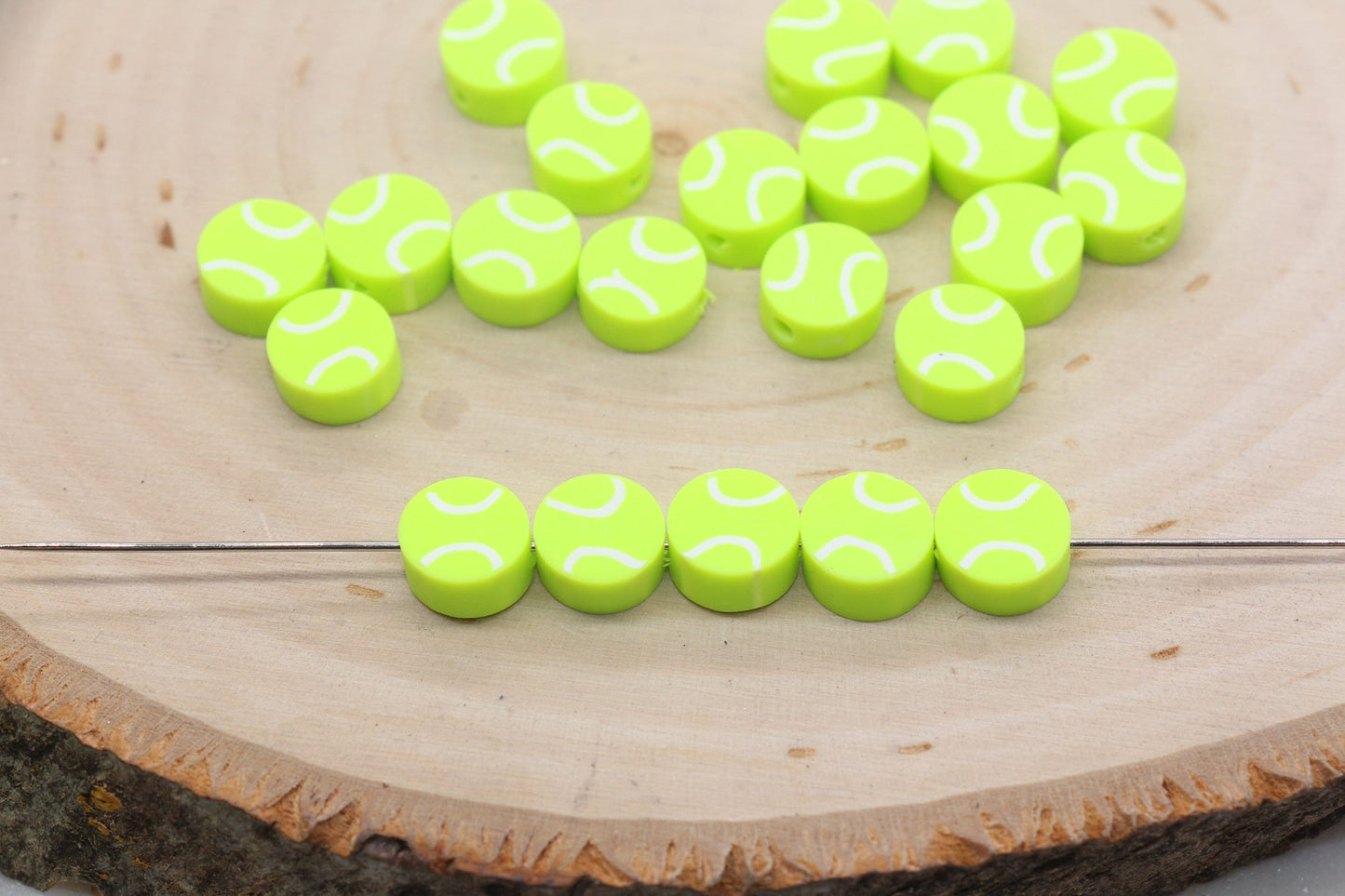 Tennis Ball Polymer Clay Beads, Tennis Clay Beads, Sport Ball Clay Beads, Jewelry Beads, Bead for Bracelet #151