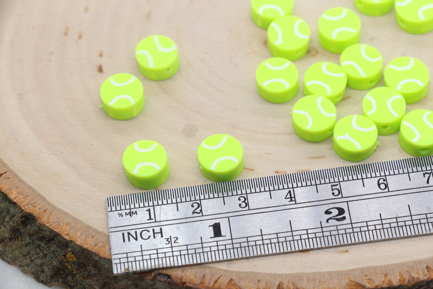 Tennis Ball Polymer Clay Beads, Tennis Clay Beads, Sport Ball Clay Beads, Jewelry Beads, Bead for Bracelet #151