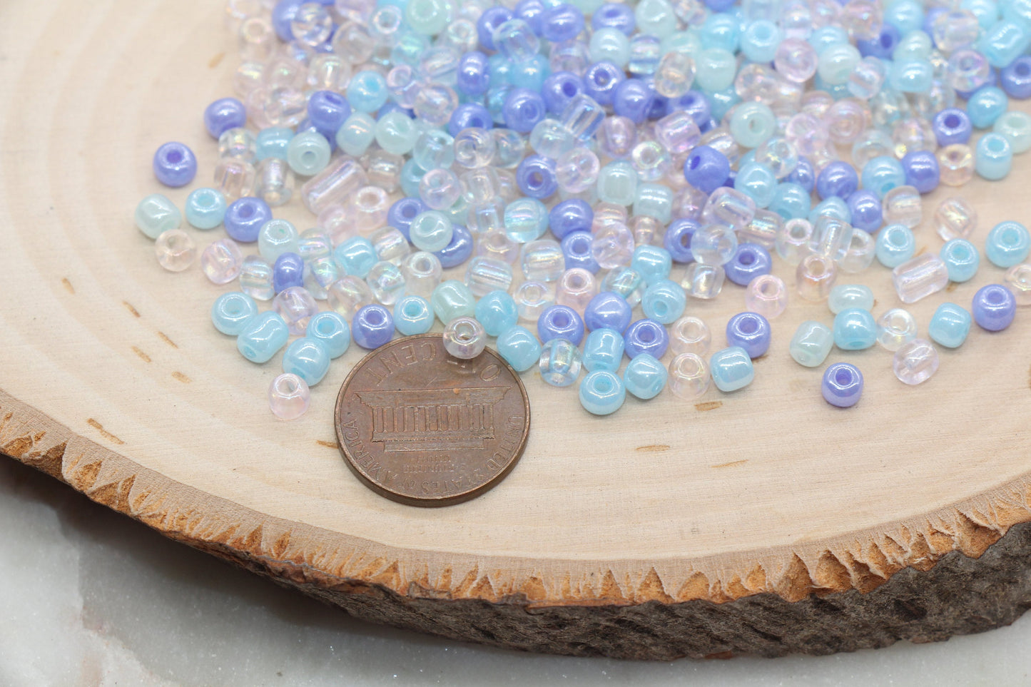 Mix Creamy Blue Glass Seed Beads, 4mm 6/0 Glass Seed Beads, Multicolor Seed Beads, Rocailles Beads, Beading Supplies, Bracelet Beads #2928