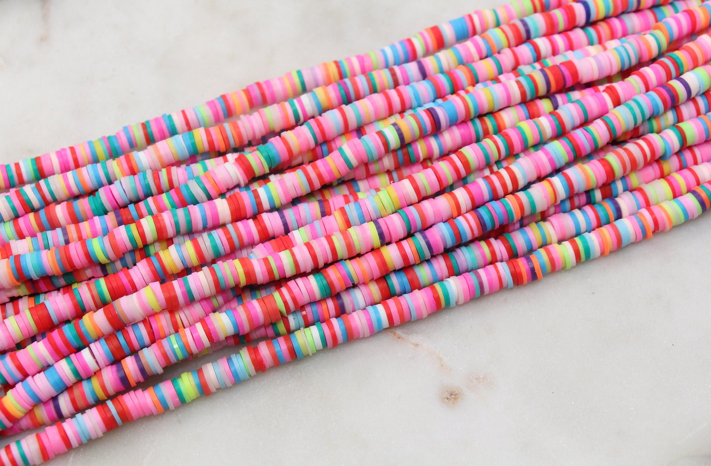 6mm Multicolor Heishi Beads, Rainbow Mix Polymer Clay Disc Beads, African Disc Beads, Heishi Beads, Full Strand #512