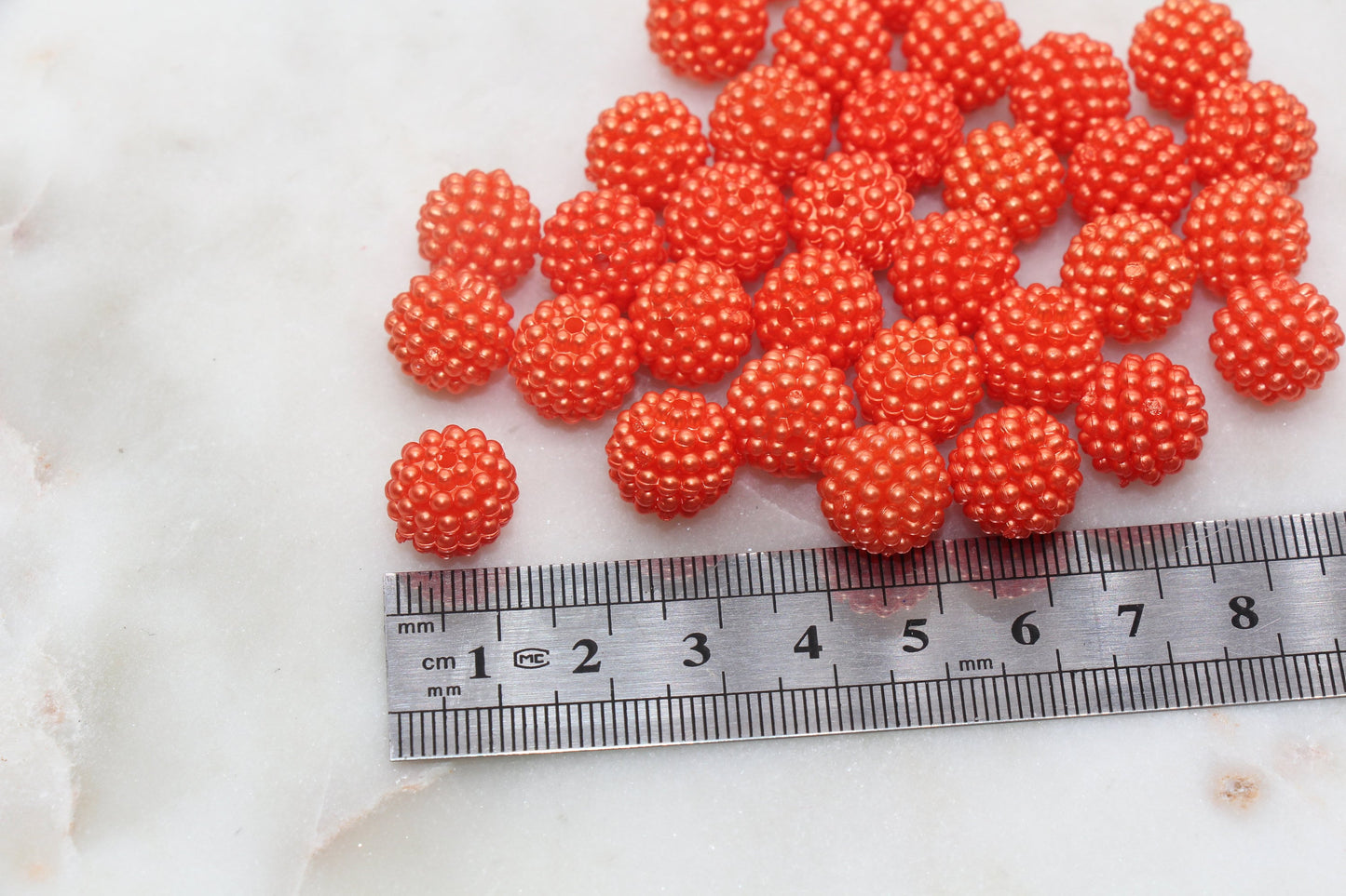 12mm Orange Berry Beads, Acrylic Beads, Round Acrylic Loose Beads, Bubblegum Beads, Chunky Beads, Beads for Bracelet #2987