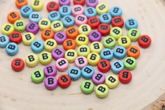Round shape multicolor letter B beads for bracelet making