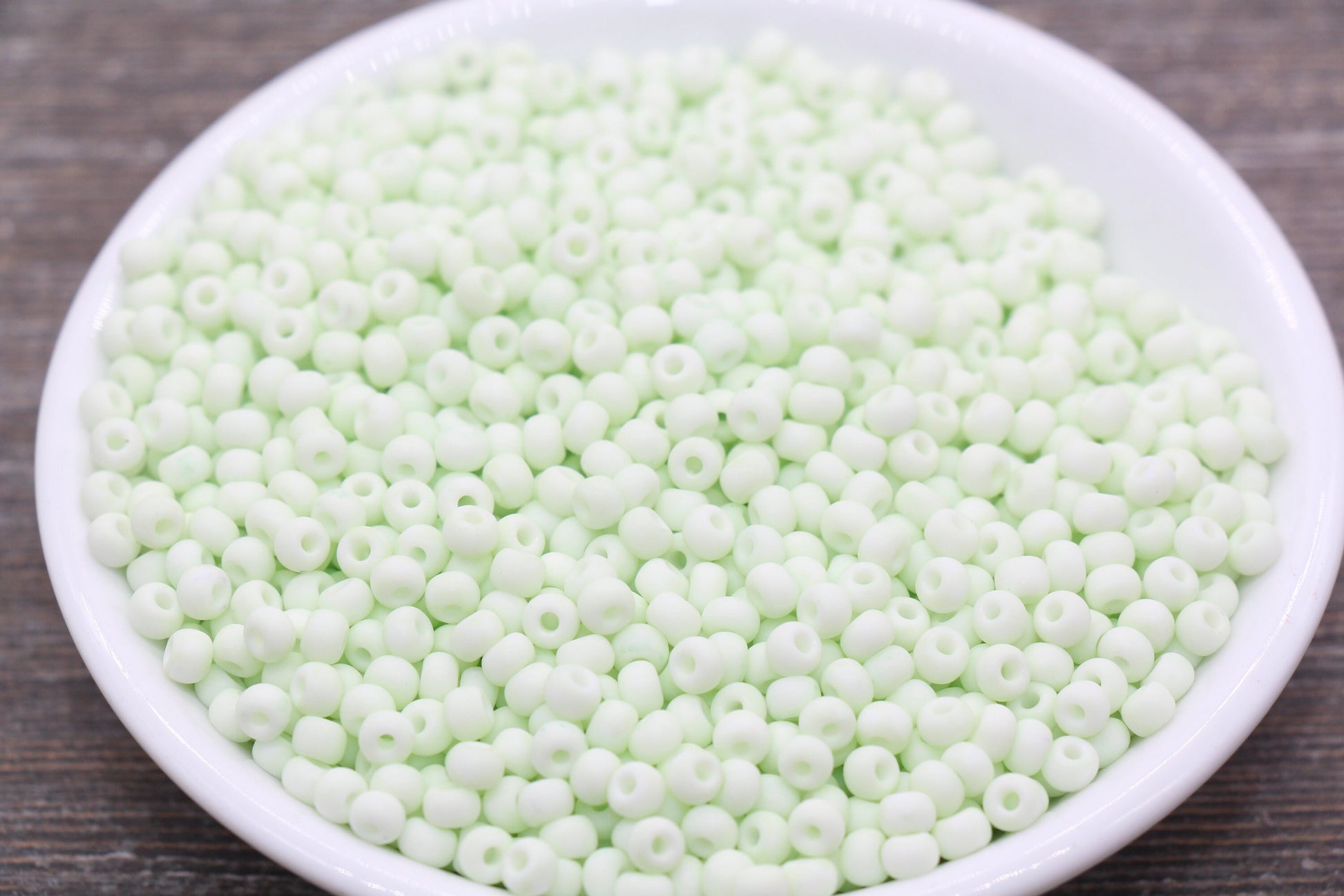 Matte Glass Seed Beads, 4mm 6/0 Glass Round Seed Beads, Pastel Mint Green Seed Beads, Frosted Mint Rocailles Beads, Beading Supplies #2055