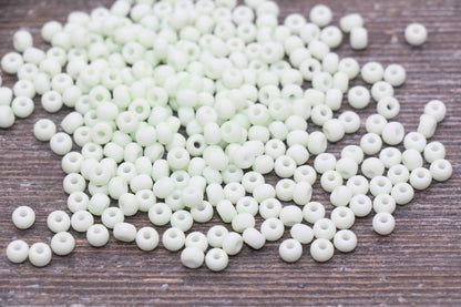 Matte Glass Seed Beads, 4mm 6/0 Glass Round Seed Beads, Pastel Mint Green Seed Beads, Frosted Mint Rocailles Beads, Beading Supplies #2055