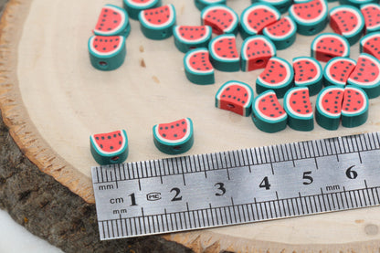 Watermelon Polymer Clay Beads, Fruit Themed Beads, Watermelon Clay Beads, Sliced Watermelon Beads, Jewelry Beads, Bead for Bracelets #436