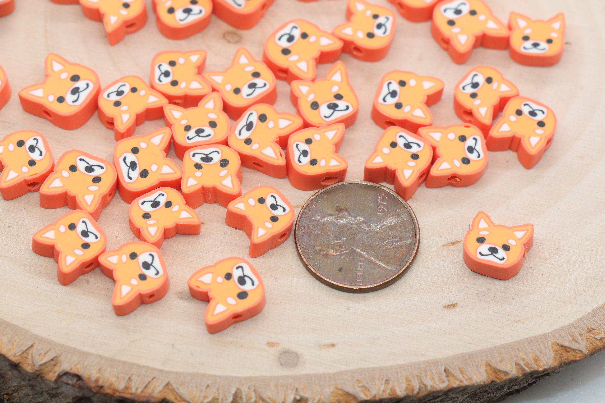 Kawaii Puppy Polymer Clay Beads, Orange Dog Clay Beads, Puppy Clay Loose Beads, Bead for Bracelet, Jewelry Diy Beads #445