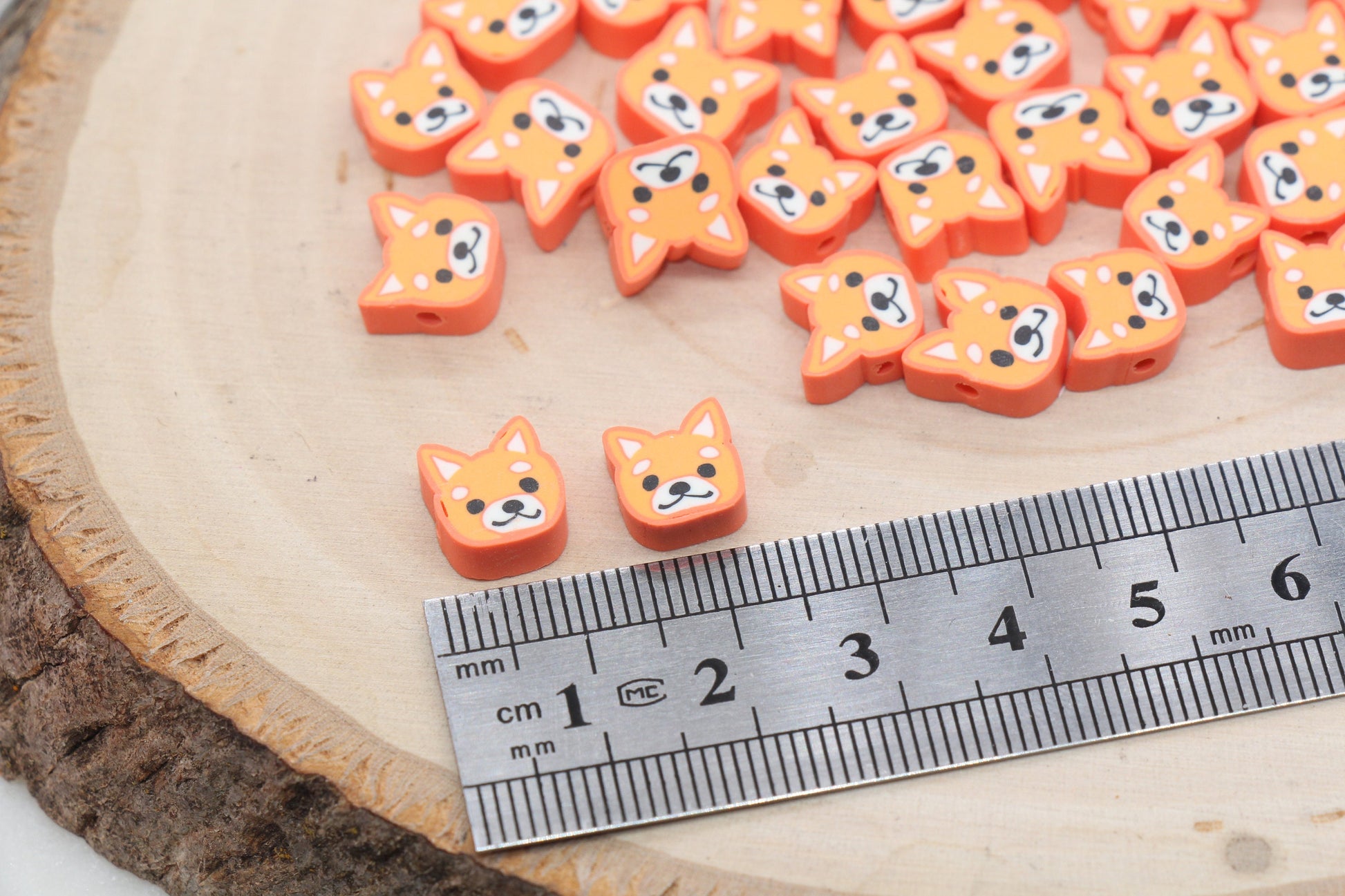 Kawaii Puppy Polymer Clay Beads, Orange Dog Clay Beads, Puppy Clay Loose Beads, Bead for Bracelet, Jewelry Diy Beads #445