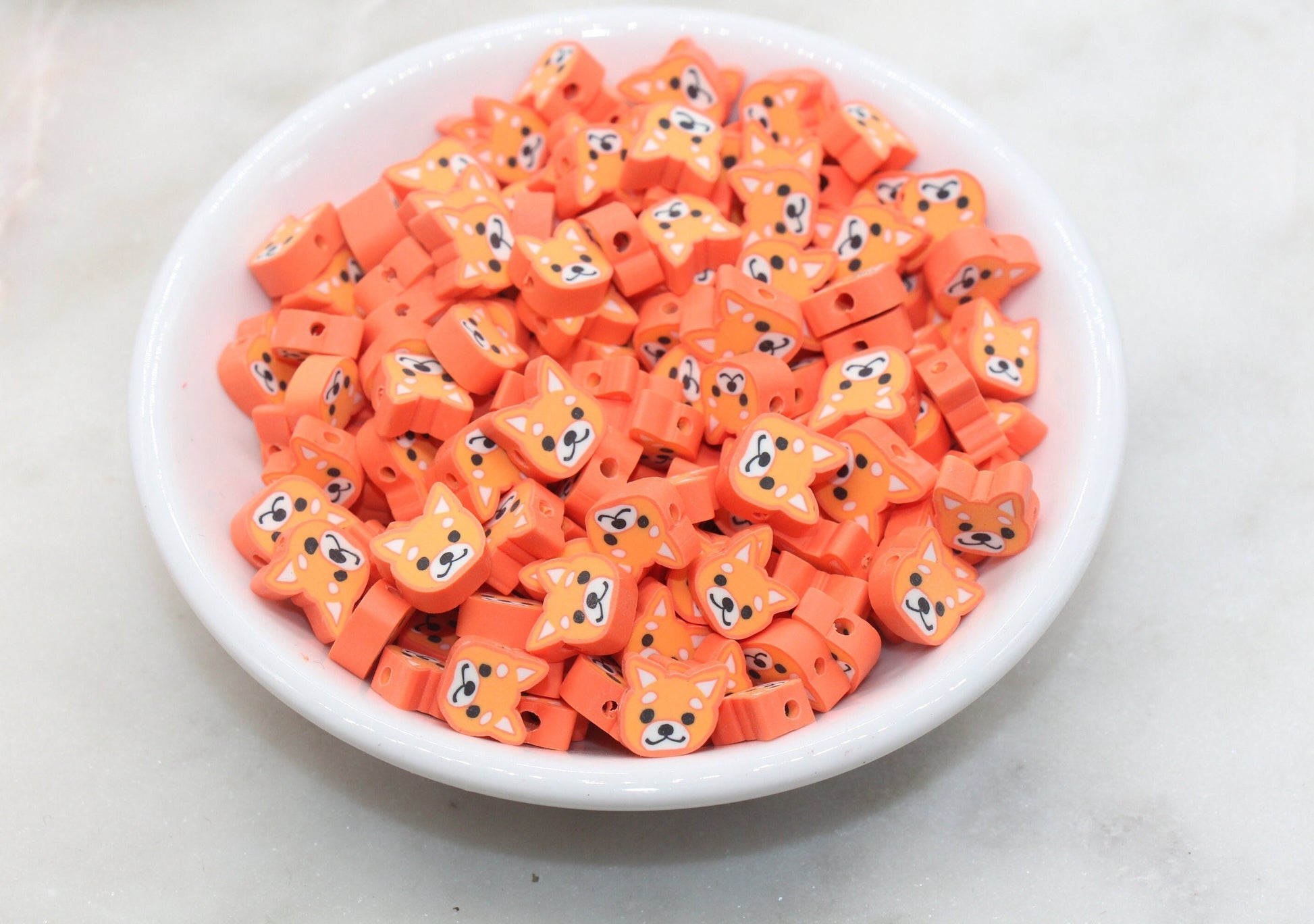 Kawaii Puppy Polymer Clay Beads, Orange Dog Clay Beads, Puppy Clay Loose Beads, Bead for Bracelet, Jewelry Diy Beads #445