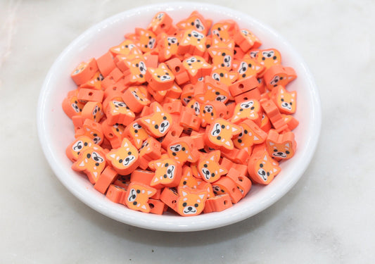 Kawaii Puppy Polymer Clay Beads, Orange Dog Clay Beads, Puppy Clay Loose Beads, Bead for Bracelet, Jewelry Diy Beads #445