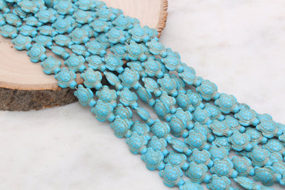 Turtle Beads Howlite Beads, Turtle Gemstone Beads, Bead for Bracelets, Sea Animal Stone Beads