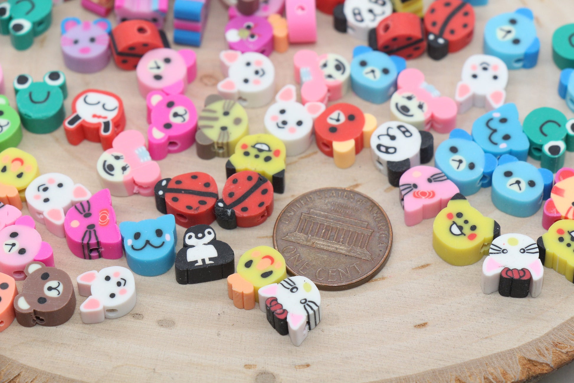Mix Animal Polymer Clay Beads, Animal Themed Beads, Bear, Cat, Assorted Animal Beads, Loose Beads, Beads for Bracelet, Jewelry Beads, #422