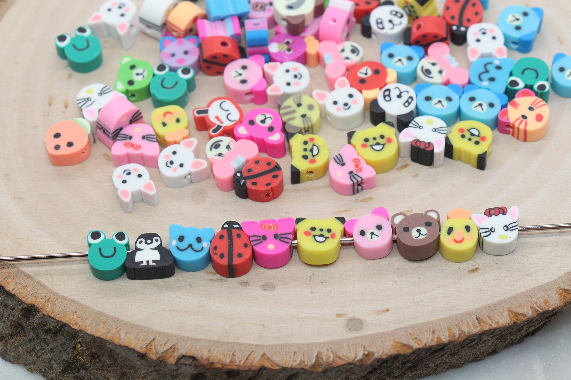 Mix Animal Polymer Clay Beads, Animal Themed Beads, Bear, Cat, Assorted Animal Beads, Loose Beads, Beads for Bracelet, Jewelry Beads, #422