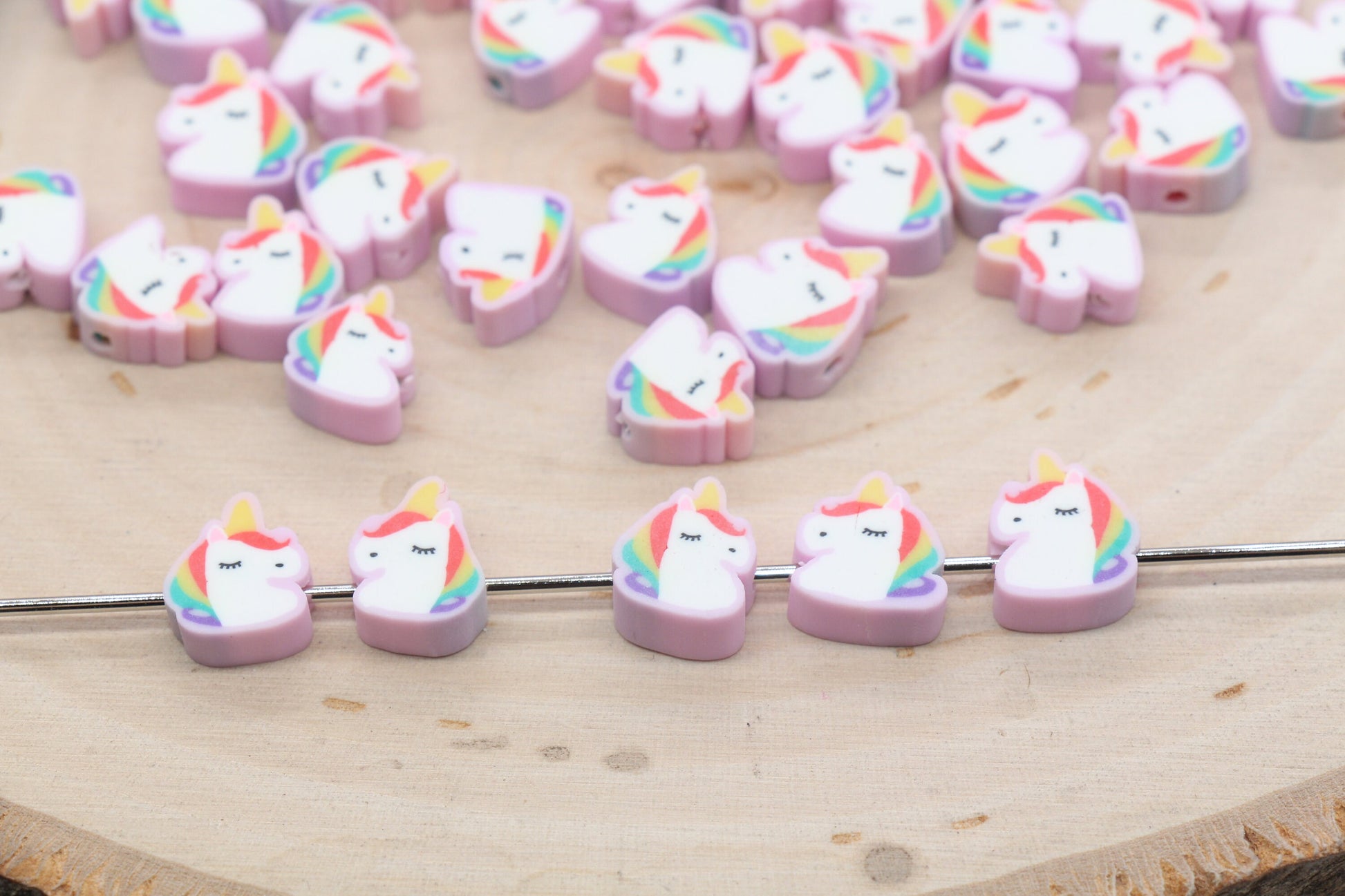 Unicorn Polymer Clay Beads, Unicorn Cane Beads, Unicorn Clay Beads, Jewelry Beads, Beads for Bracelet #428