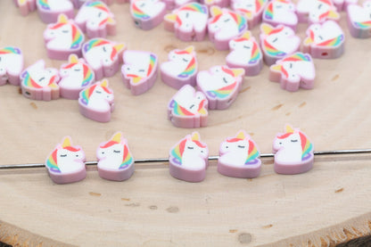 Unicorn Polymer Clay Beads, Unicorn Cane Beads, Unicorn Clay Beads, Jewelry Beads, Beads for Bracelet #428