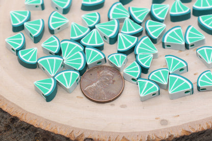 Lime Polymer Clay Beads, Triangle Shape Lime Beads, Sliced Lime Beads, Bead for Bracelets, Jewelry Beads #439