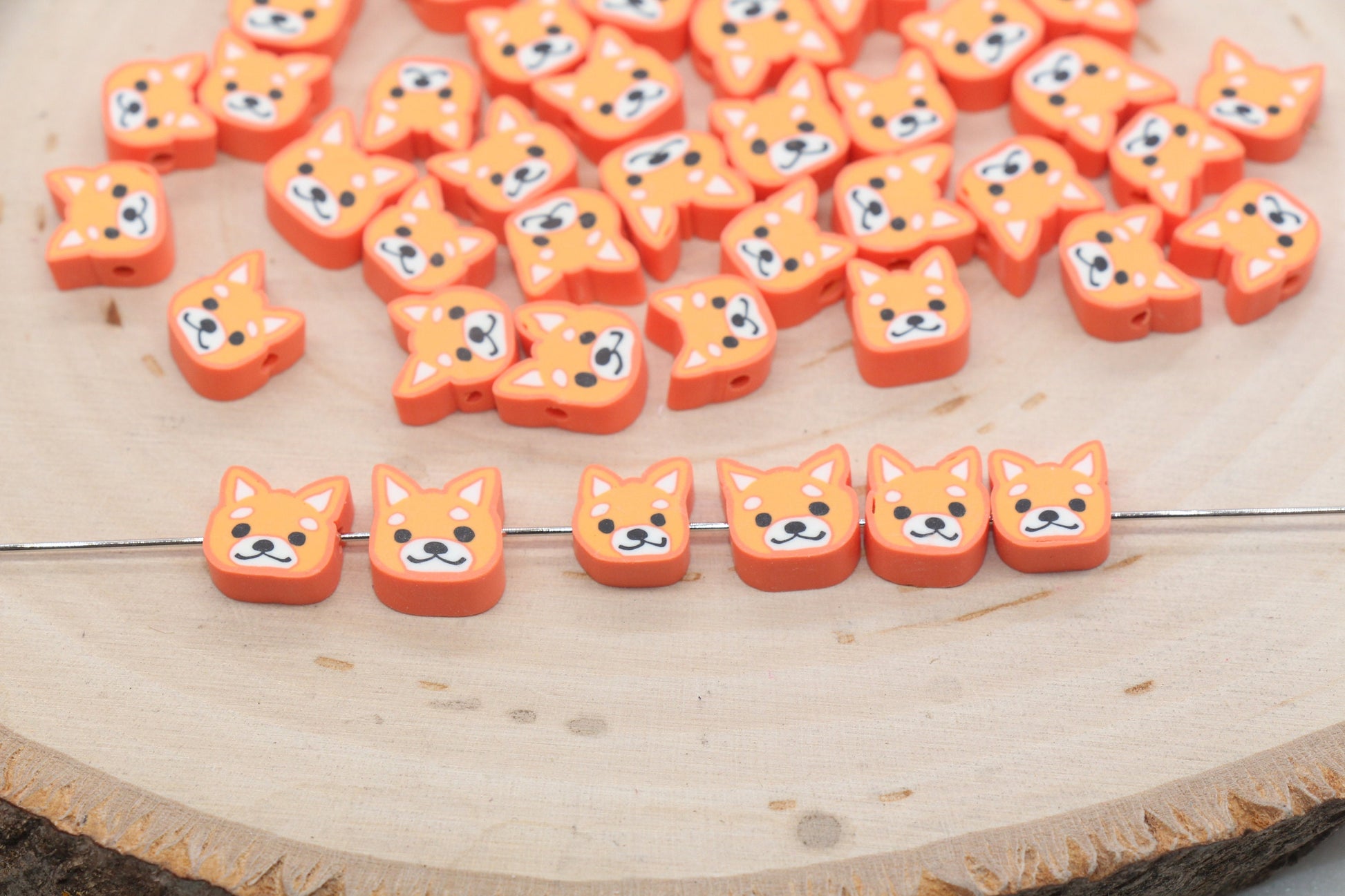 Kawaii Puppy Polymer Clay Beads, Orange Dog Clay Beads, Puppy Clay Loose Beads, Bead for Bracelet, Jewelry Diy Beads #445