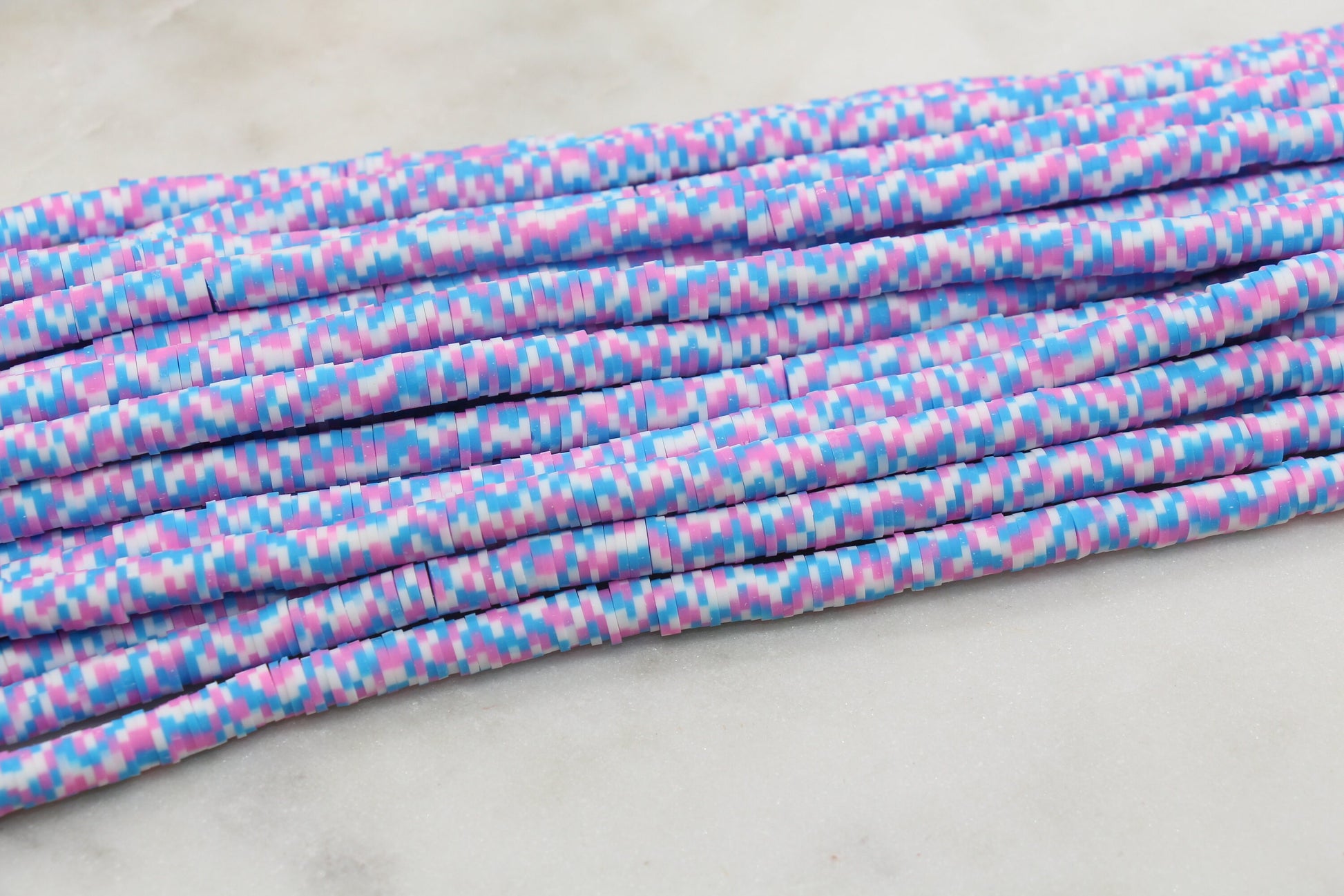 6mm Multicolored Speckled Heishi Beads, Mix Polymer Clay Disc Beads, African Disc Beads, Bracelet Beads, Full Strand #634