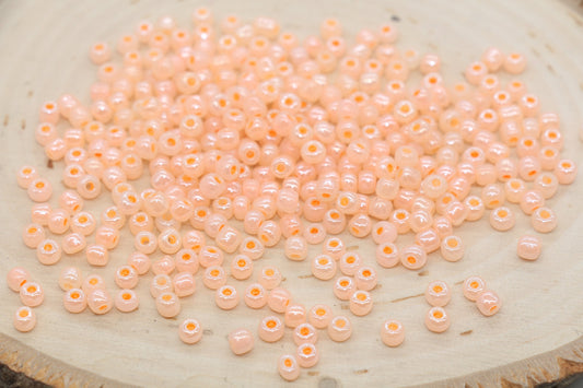 Creamy Glass Seed Beads, 4mm 6/0 Glass Round Seed Beads, Creamy Peachy Orange Seed Beads, Glossy Rocailles Beads, Beading Supplies #2075