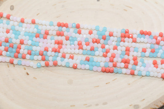 3mm Faceted Glass Beads, Mix Glass Seed Beads, Jewelry Making Beds, Bracelet Beads, Full Strand