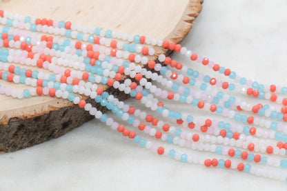 3mm Faceted Glass Beads, Mix Glass Seed Beads, Jewelry Making Beds, Bracelet Beads, Full Strand