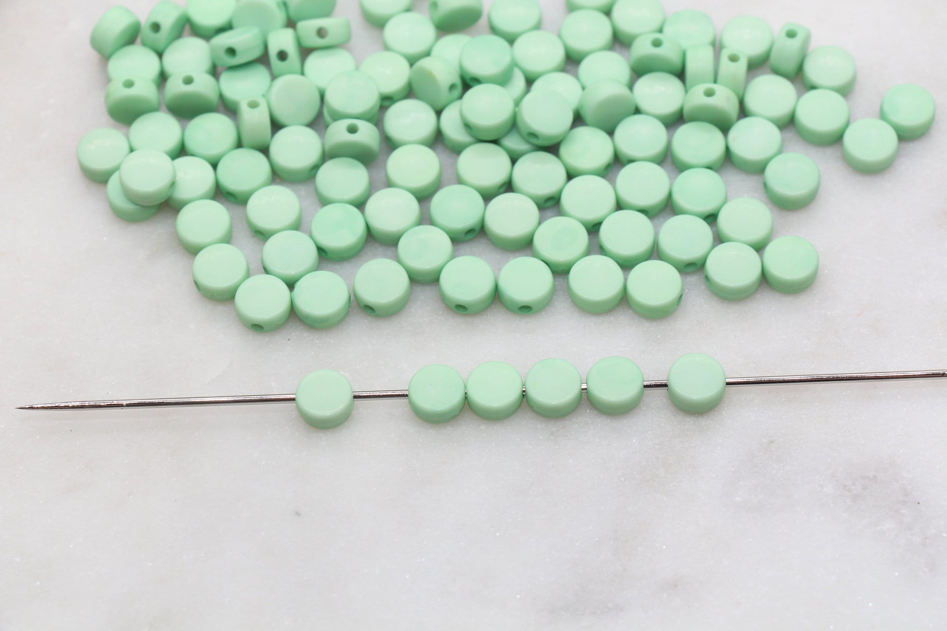 Mint Round Beads, Acrylic Round Beads, Acrylic Spacer Beads, Mint Round Beads, Acrylic Blank Round Beads, Size 7mm #3172