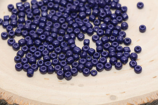 Navy Blue Glass Seed Beads, 4mm 6/0 Glass Round Seed Beads, Blue Opaque Seed Beads, Rocailles Beads, Beading Supplies #1430