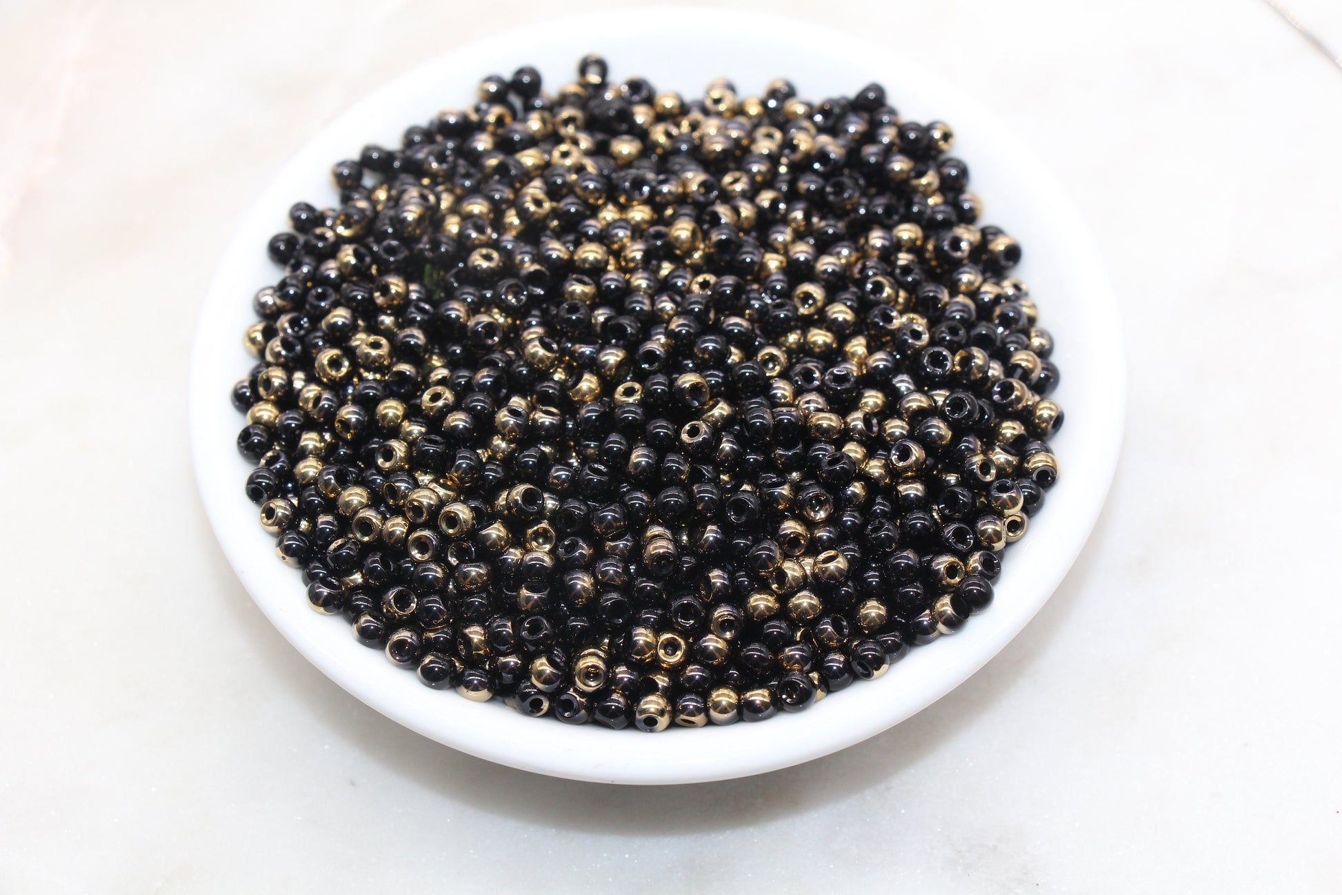 Gold and Black Ombre Glass Beads, 4mm Glass Round Seed Beads, Shiny Seed Beads, Beading Supplies, Beads for Bracelet #3210