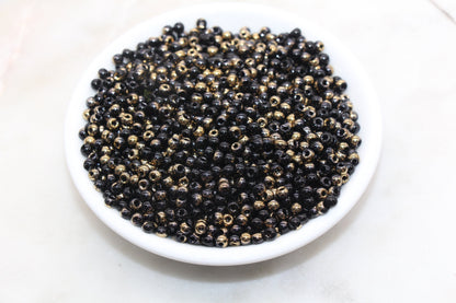 Gold and Black Ombre Glass Beads, 4mm Glass Round Seed Beads, Shiny Seed Beads, Beading Supplies, Beads for Bracelet #3210