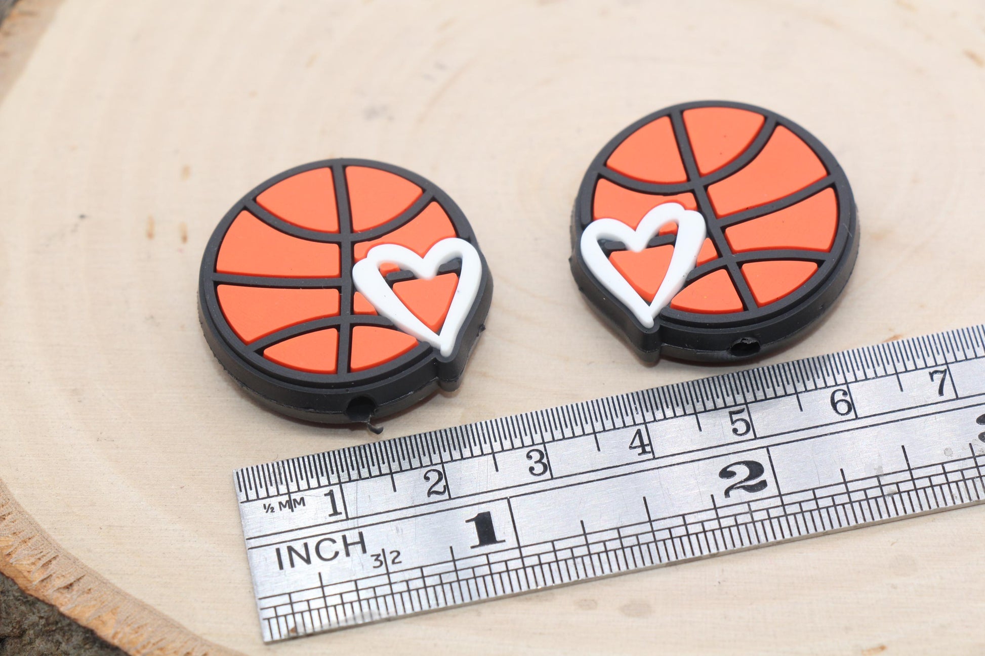 Basketball PVC Focal Beads, Sports Ball Beads, Chunky Beads, Beadable Pen Beads #567