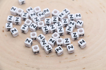 Cube Letter Z Beads, Square Letter Z Beads, Individual Letter Beads, Single Letter Slider Beads, Name Initial Beads, Size 6mm