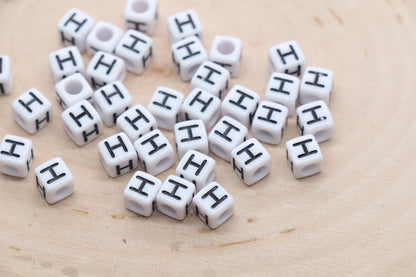 Cube Letter H Beads, Square Letter H Beads, Individual Letter Beads, Single Letter Slider Beads, Name Initial Beads, Size 6mm