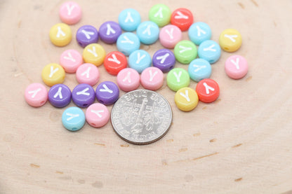 Letter Y Beads, Pastel Mix Alphabet Letter Beads, Individual Letter Beads, Single Letter Beads, Name Initial Beads, Size 7mm
