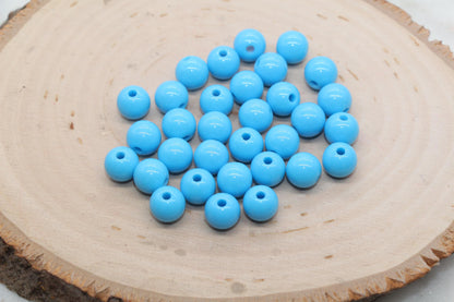 10mm Blue Beads, Acrylic Round Loose Beads, Bubblegum Beads, Chunky Beads, Beads for Bracelet #222