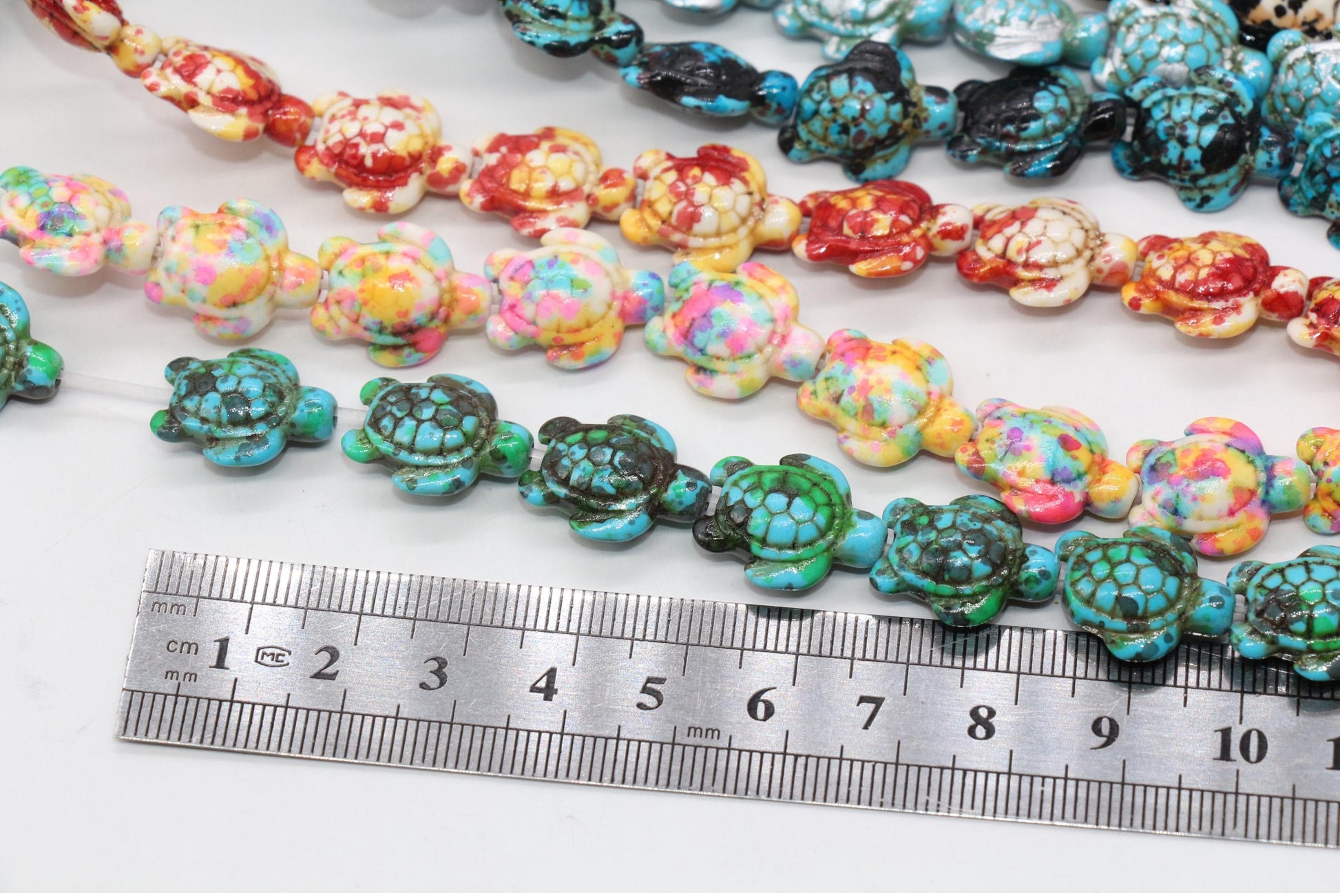 Splatter Turtle Beads, Turtle Gemstone Beads, Howlite Gemstone, Bead for Bracelets, Sea Animal Stone Beads