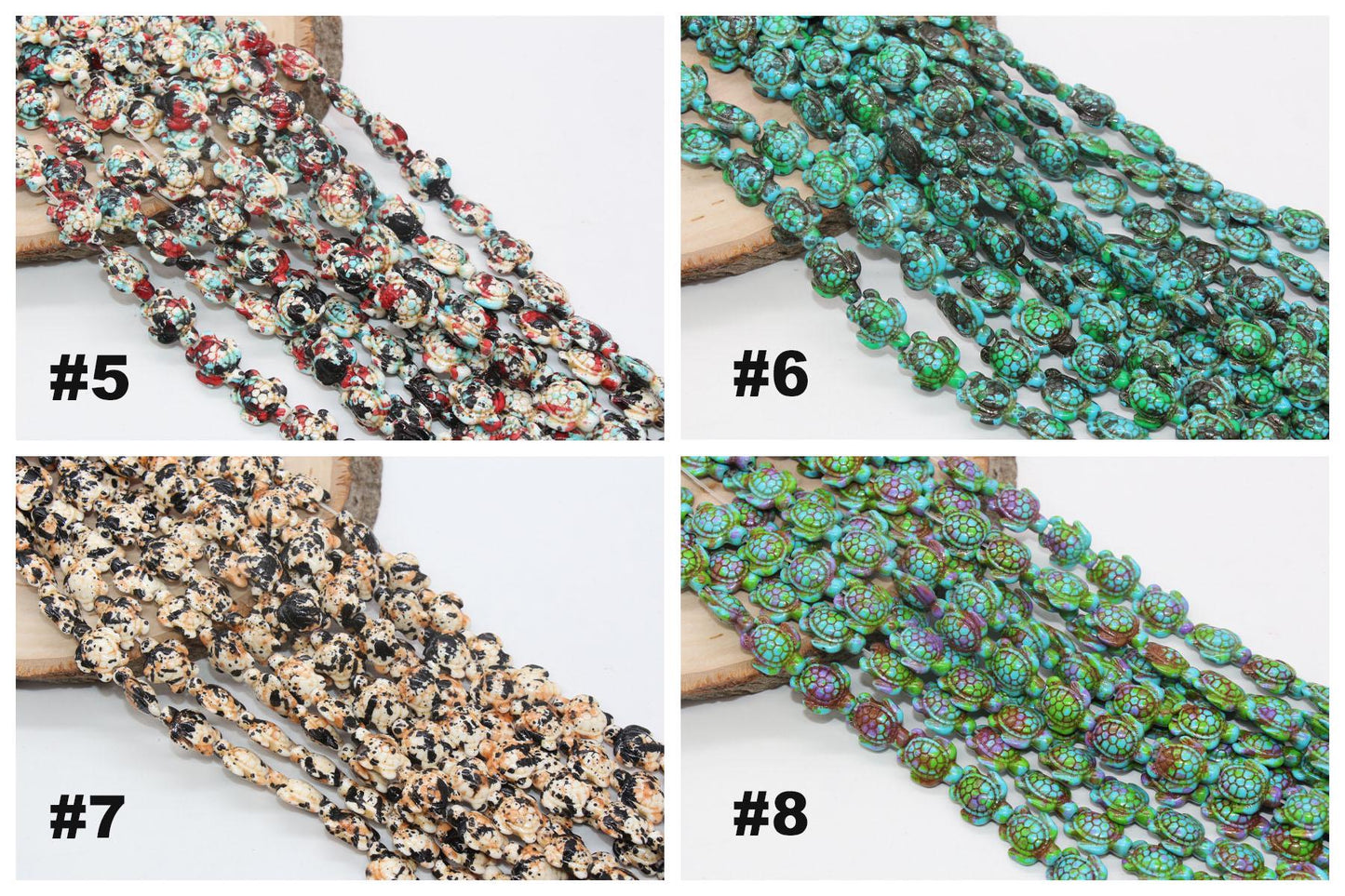 Splatter Turtle Beads, Turtle Gemstone Beads, Howlite Gemstone, Bead for Bracelets, Sea Animal Stone Beads