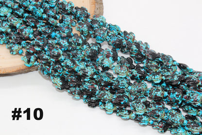 Splatter Turtle Beads, Turtle Gemstone Beads, Howlite Gemstone, Bead for Bracelets, Sea Animal Stone Beads