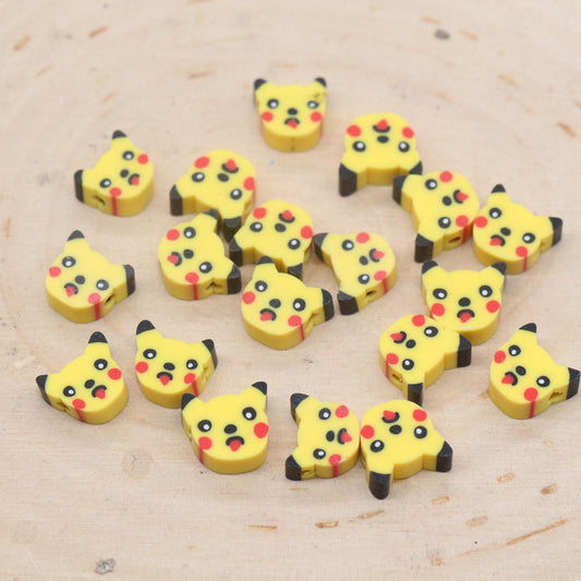 Yellow Squirrel Beads, Animal Clay Beads, Squirrel Clay Beads, Jewelry Beads, Bracelet Beads #691