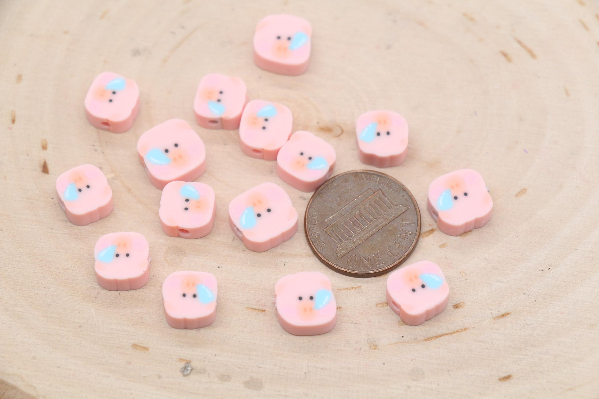 Pig Beads, Pig Clay Beads, Farm Animal Clay Beads, Beads for Bracelet, Jewelry Beads #682