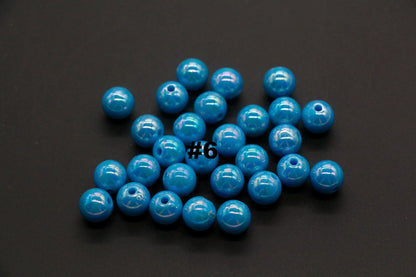 10mm Blue AB Beads, Iridescent Beads, Sparkle Blue Gumball Beads, Bubblegum Beads, Chunky Beads, Beads for Bracelets