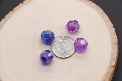 10mm AB Faceted Beads, Iridescent Faceted Beads, Plastic Beads, Round Beads, Bubblegum Beads, Beads for Bracelets