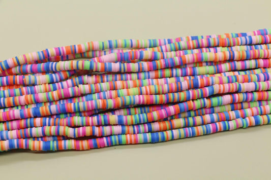 6mm Mix Heishi Beads, Multicolor Polymer Clay Disc Beads, African Disc Beads, Vinyl Heishi, Rainbow Heishi Beads, Full Strand #721
