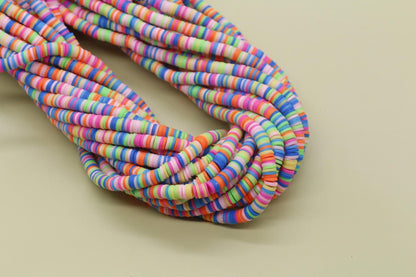6mm Mix Heishi Beads, Multicolor Polymer Clay Disc Beads, African Disc Beads, Vinyl Heishi, Rainbow Heishi Beads, Full Strand #721