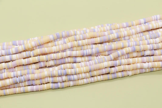 6mm Yellow Mix Heishi Beads, Multicolor Polymer Clay Disc Beads, African Disc Beads, Vinyl Heishi, Rainbow Heishi Beads, Full Strand #725