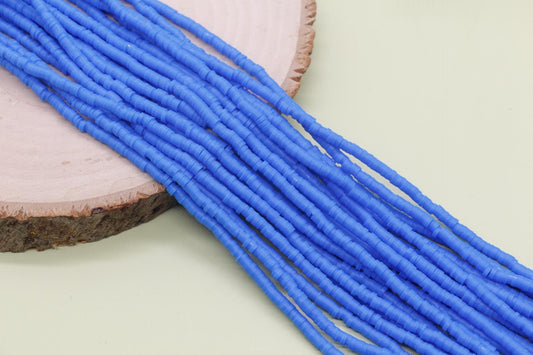 4mm Blue Heishi Beads, Polymer Clay Disc Beads, African Disc Beads, Vinyl Heishi, Full Strand #802
