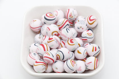 12mm Rainbow Print Beads, Rainbow Silicone Beads, Round Bubblegum Beads, Beads for Pens #323